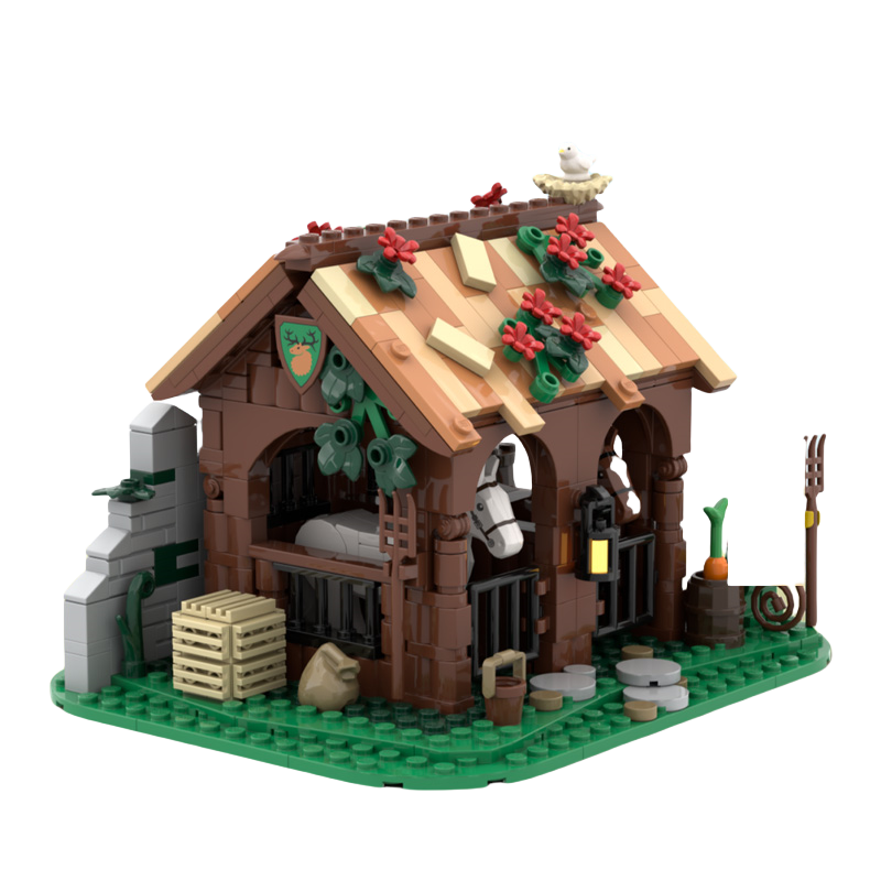 Model Kit Chemistry - 431-ชิ้นMOC Building Blocks Kit-Forestmen Stablesรุ่น,ของเล่นสถาปัตยกรรมที่ไม่ซ้ํากัน,ของขวัญวันหยุดที่สมบูรณ์แบบสําหรับสถาปัตยกรรมEnt
